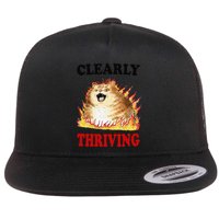 Clearly Thriving Funny Fire Cat Meme Cat Lover Cat Mom Flat Bill Trucker Hat