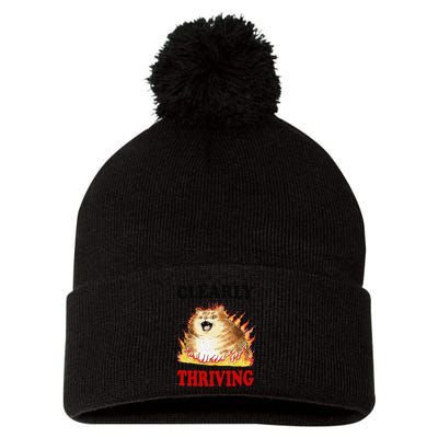 Clearly Thriving Funny Fire Cat Meme Cat Lover Cat Mom Pom Pom 12in Knit Beanie