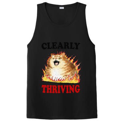 Clearly Thriving Funny Fire Cat Meme Cat Lover Cat Mom PosiCharge Competitor Tank