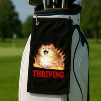 Clearly Thriving Funny Fire Cat Meme Cat Lover Cat Mom Golf Towel