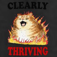 Clearly Thriving Funny Fire Cat Meme Cat Lover Cat Mom Golf Towel