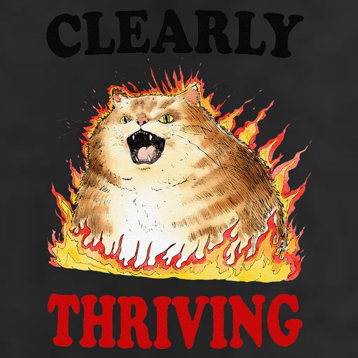 Clearly Thriving Funny Fire Cat Meme Cat Lover Cat Mom Golf Towel