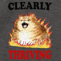 Clearly Thriving Funny Fire Cat Meme Cat Lover Cat Mom Vector Backpack