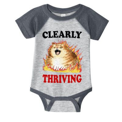 Clearly Thriving Funny Fire Cat Meme Cat Lover Cat Mom Infant Baby Jersey Bodysuit