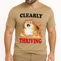 Clearly Thriving Funny Fire Cat Meme Cat Lover Cat Mom Cooling Performance Crew T-Shirt