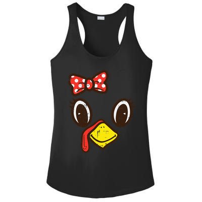 Cute Turkey Face Ribbon Thanksgiving Ladies PosiCharge Competitor Racerback Tank