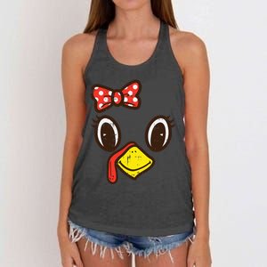 Cute Turkey Face Ribbon Thanksgiving Women's Knotted Racerback Tank