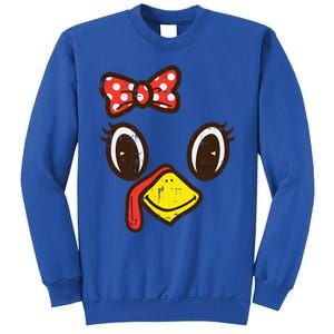 Cute Turkey Face Ribbon Thanksgiving Sweatshirt