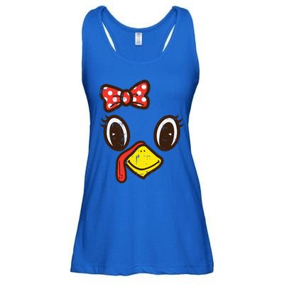 Cute Turkey Face Ribbon Thanksgiving Ladies Essential Flowy Tank