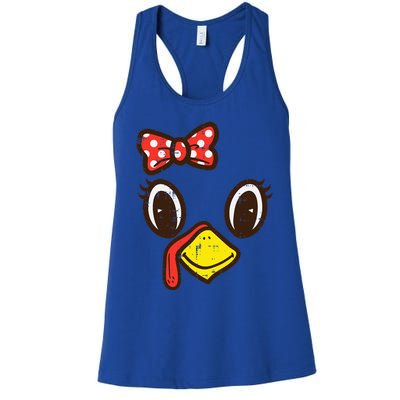 Cute Turkey Face Ribbon Thanksgiving Women's Racerback Tank