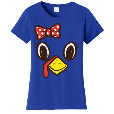 Cute Turkey Face Ribbon Thanksgiving Women's T-Shirt