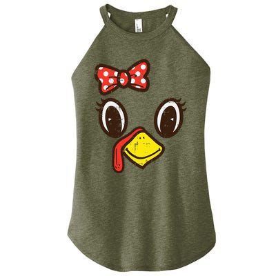 Cute Turkey Face Ribbon Thanksgiving Women's Perfect Tri Rocker Tank