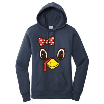 Cute Turkey Face Ribbon Thanksgiving Women's Pullover Hoodie