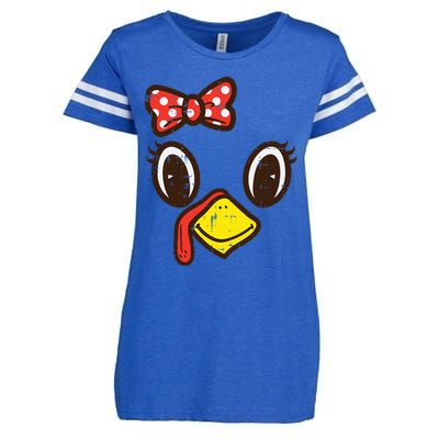 Cute Turkey Face Ribbon Thanksgiving Enza Ladies Jersey Football T-Shirt