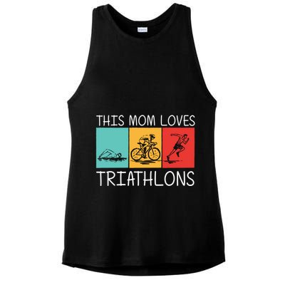 Cool Triathlon For Mom Mother Swimming Running Swim Bike Run Gift Ladies PosiCharge Tri-Blend Wicking Tank