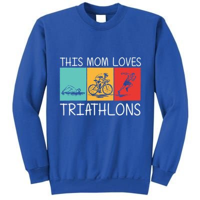 Cool Triathlon For Mom Mother Swimming Running Swim Bike Run Gift Tall Sweatshirt