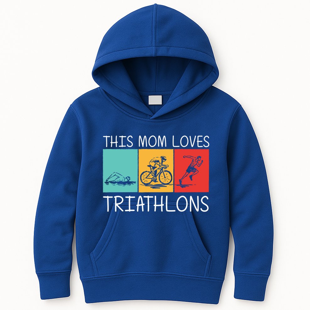 Cool Triathlon For Mom Mother Swimming Running Swim Bike Run Gift Kids Hoodie