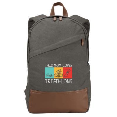 Cool Triathlon For Mom Mother Swimming Running Swim Bike Run Gift Cotton Canvas Backpack