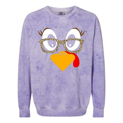 Cute Turkey Face Matching Family Costume Thanksgiving Day Colorblast Crewneck Sweatshirt