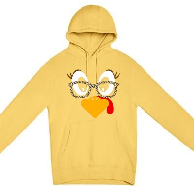 Cute Turkey Face Matching Family Costume Thanksgiving Day Premium Pullover Hoodie