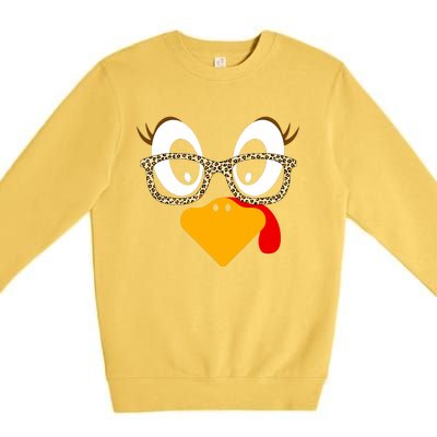 Cute Turkey Face Matching Family Costume Thanksgiving Day Premium Crewneck Sweatshirt