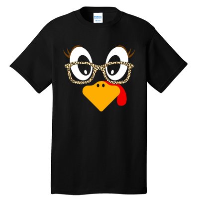 Cute Turkey Face Matching Family Costume Thanksgiving Day Tall T-Shirt