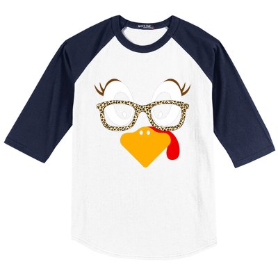 Cute Turkey Face Matching Family Costume Thanksgiving Day Baseball Sleeve Shirt