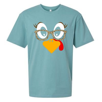 Cute Turkey Face Matching Family Costume Thanksgiving Day Sueded Cloud Jersey T-Shirt