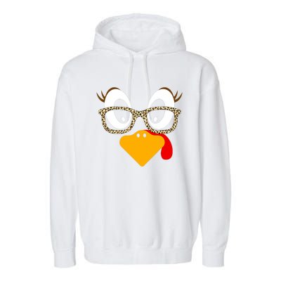 Cute Turkey Face Matching Family Costume Thanksgiving Day Garment-Dyed Fleece Hoodie