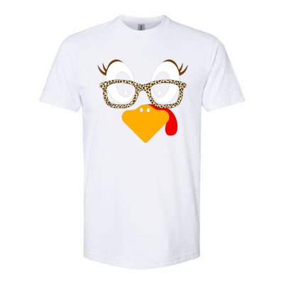 Cute Turkey Face Matching Family Costume Thanksgiving Day Softstyle CVC T-Shirt