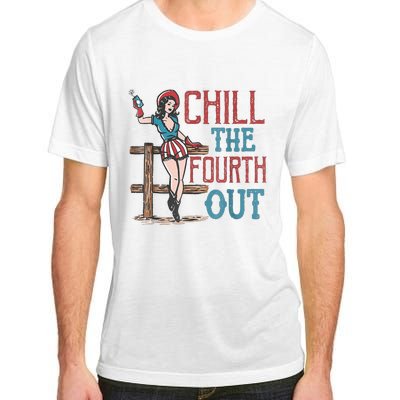 Chill The Fourth Out Retro Western Cowgirl 4th of July Adult ChromaSoft Performance T-Shirt