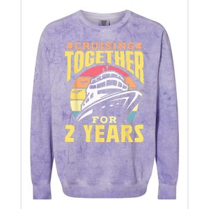 Cruising Together For 2 Years Marriage Cruise Anniversary Colorblast Crewneck Sweatshirt