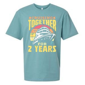 Cruising Together For 2 Years Marriage Cruise Anniversary Sueded Cloud Jersey T-Shirt