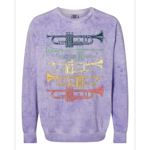 Cool Trumpet For Men Women Marching Band Musician Jazz Music Colorblast Crewneck Sweatshirt