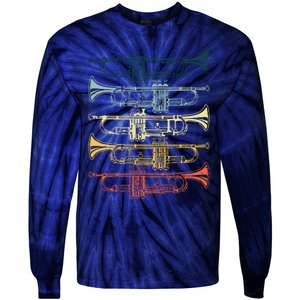 Cool Trumpet For Men Women Marching Band Musician Jazz Music Tie-Dye Long Sleeve Shirt