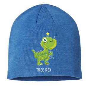 Christmas Tree Fir Tree Dino In Fairy Lights Tree Rex Funny Gift Sustainable Beanie