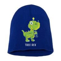 Christmas Tree Fir Tree Dino In Fairy Lights Tree Rex Funny Gift Short Acrylic Beanie