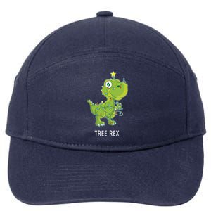 Christmas Tree Fir Tree Dino In Fairy Lights Tree Rex Funny Gift 7-Panel Snapback Hat