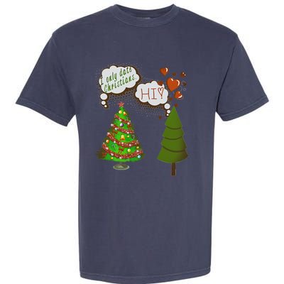 Christmas Tree + Fir Tree In Love Garment-Dyed Heavyweight T-Shirt