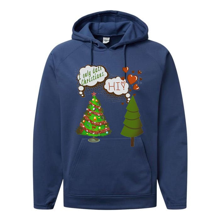 Christmas Tree + Fir Tree In Love Performance Fleece Hoodie