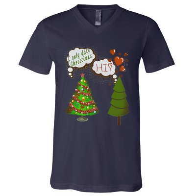 Christmas Tree + Fir Tree In Love V-Neck T-Shirt