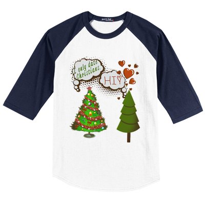 Christmas Tree + Fir Tree In Love Baseball Sleeve Shirt