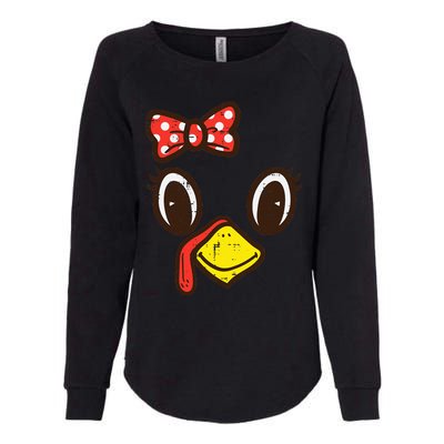 Cute Turkey Face Ribbon Thanksgiving Womens California Wash Sweatshirt