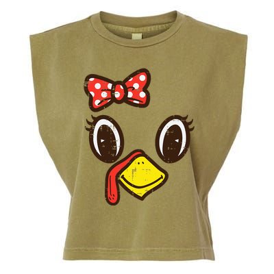 Cute Turkey Face Ribbon Thanksgiving Garment-Dyed Women's Muscle Tee