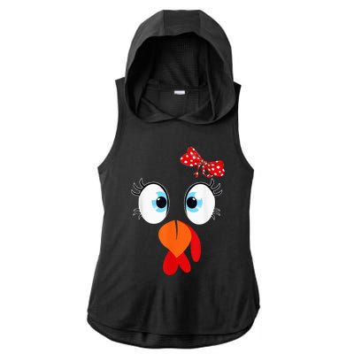 Cute Turkey Face Thanksgiving I'm Thankful Family Costume Ladies PosiCharge Tri-Blend Wicking Draft Hoodie Tank