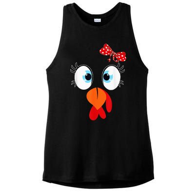 Cute Turkey Face Thanksgiving I'm Thankful Family Costume Ladies PosiCharge Tri-Blend Wicking Tank