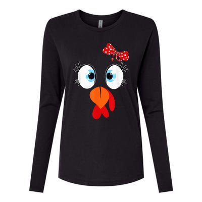 Cute Turkey Face Thanksgiving I'm Thankful Family Costume Womens Cotton Relaxed Long Sleeve T-Shirt