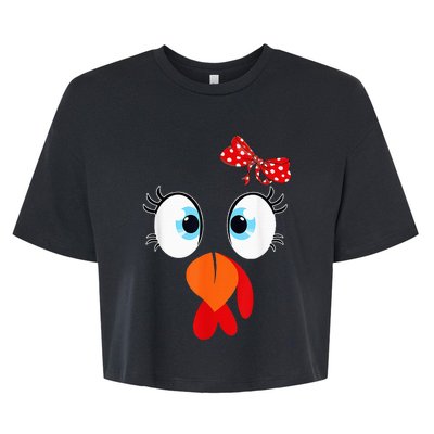 Cute Turkey Face Thanksgiving I'm Thankful Family Costume Bella+Canvas Jersey Crop Tee