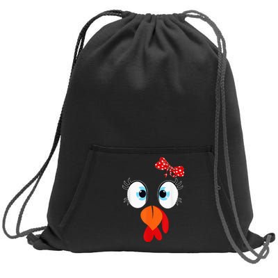 Cute Turkey Face Thanksgiving I'm Thankful Family Costume Sweatshirt Cinch Pack Bag