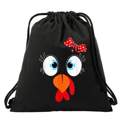 Cute Turkey Face Thanksgiving I'm Thankful Family Costume Drawstring Bag